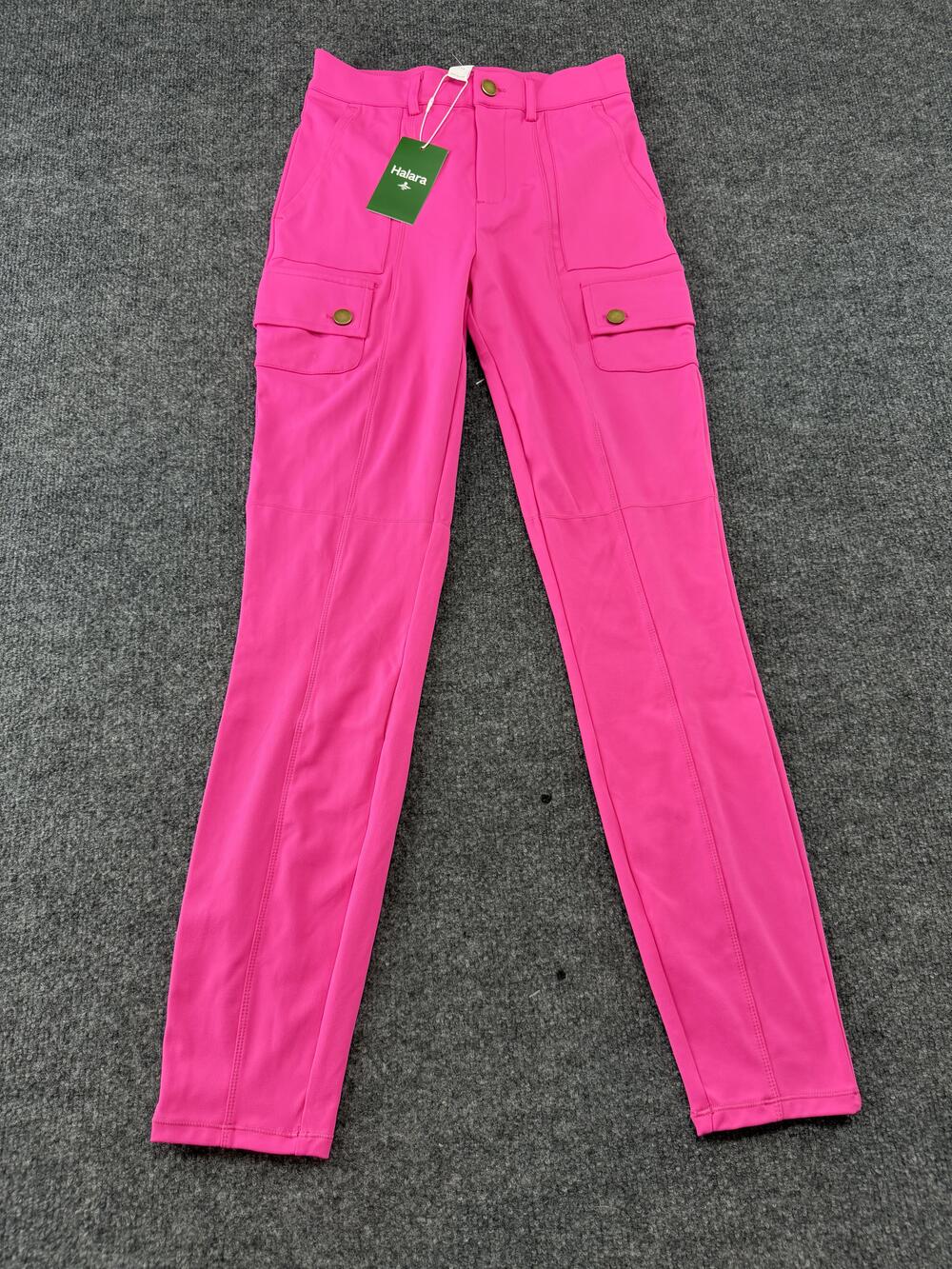 Halara Pants Womens XS Tall Pink Cargo Ankle Zip Pockets Yoga Gym Hiking
